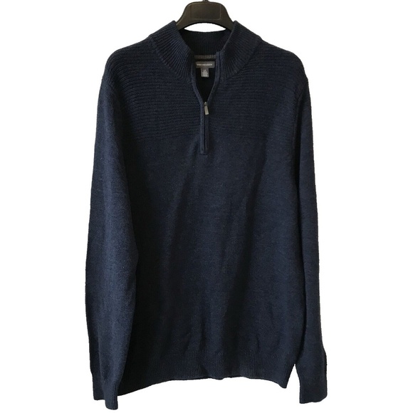 Van Heusen Other - Van Heusen 1/4 Zip Knit Sweater Men’s Size Large Blue Mock Neck